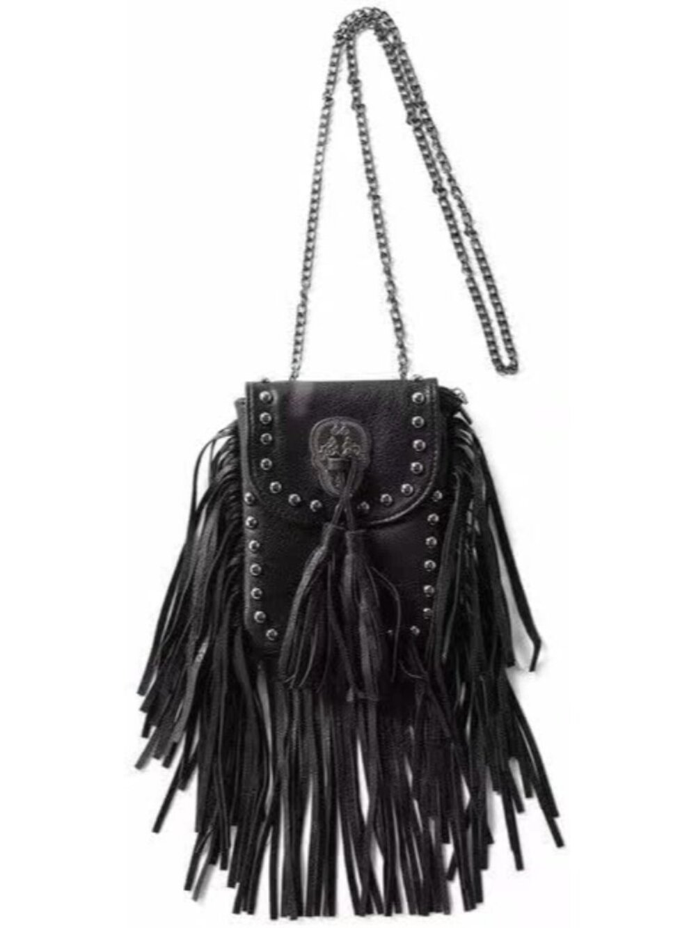 Y2K Punk Fringe Bag Novelty Tassel Gothic Western Crossbody Purse Women Sourpuss